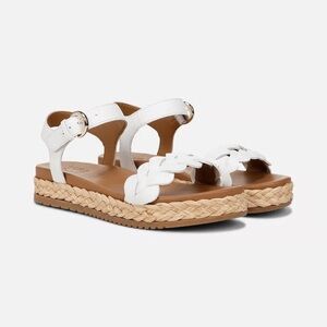 Naturalizer Neila White Leather Braided Espadrille Sandal Buckle Size 8 Wide